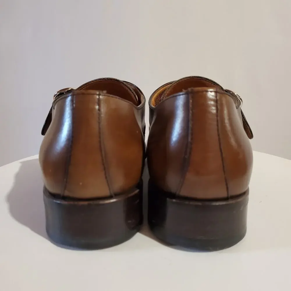 Moreschi Monk Strap Buckle Brown Leather Oxford Loafer Dress Shoes Mens Size 8